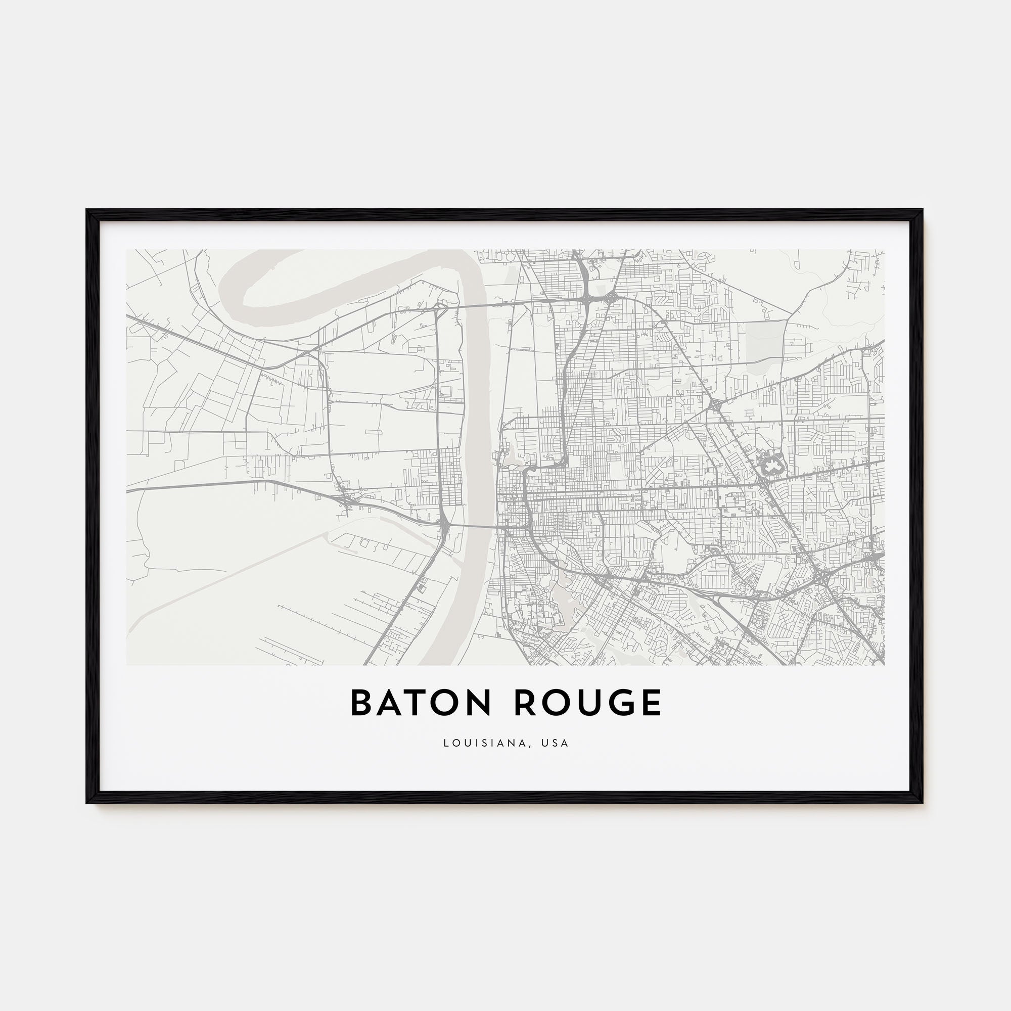 Baton Rouge Map Landscape Poster