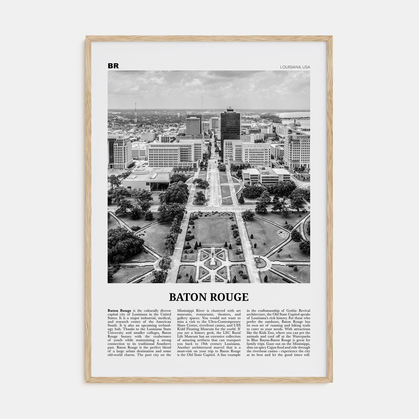 Baton Rouge Travel B&W Poster