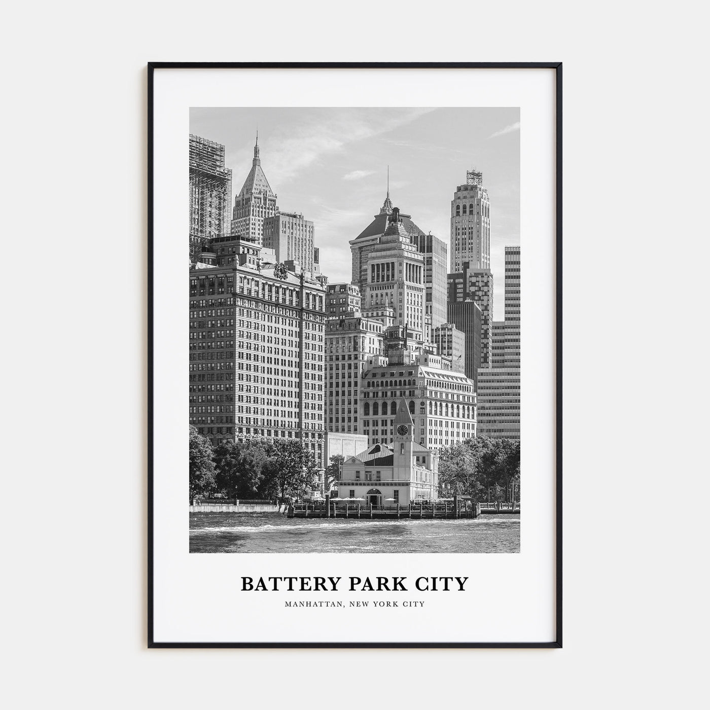 Battery Park City Portrait B&W Poster