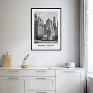 Battery Park City Portrait B&W Poster