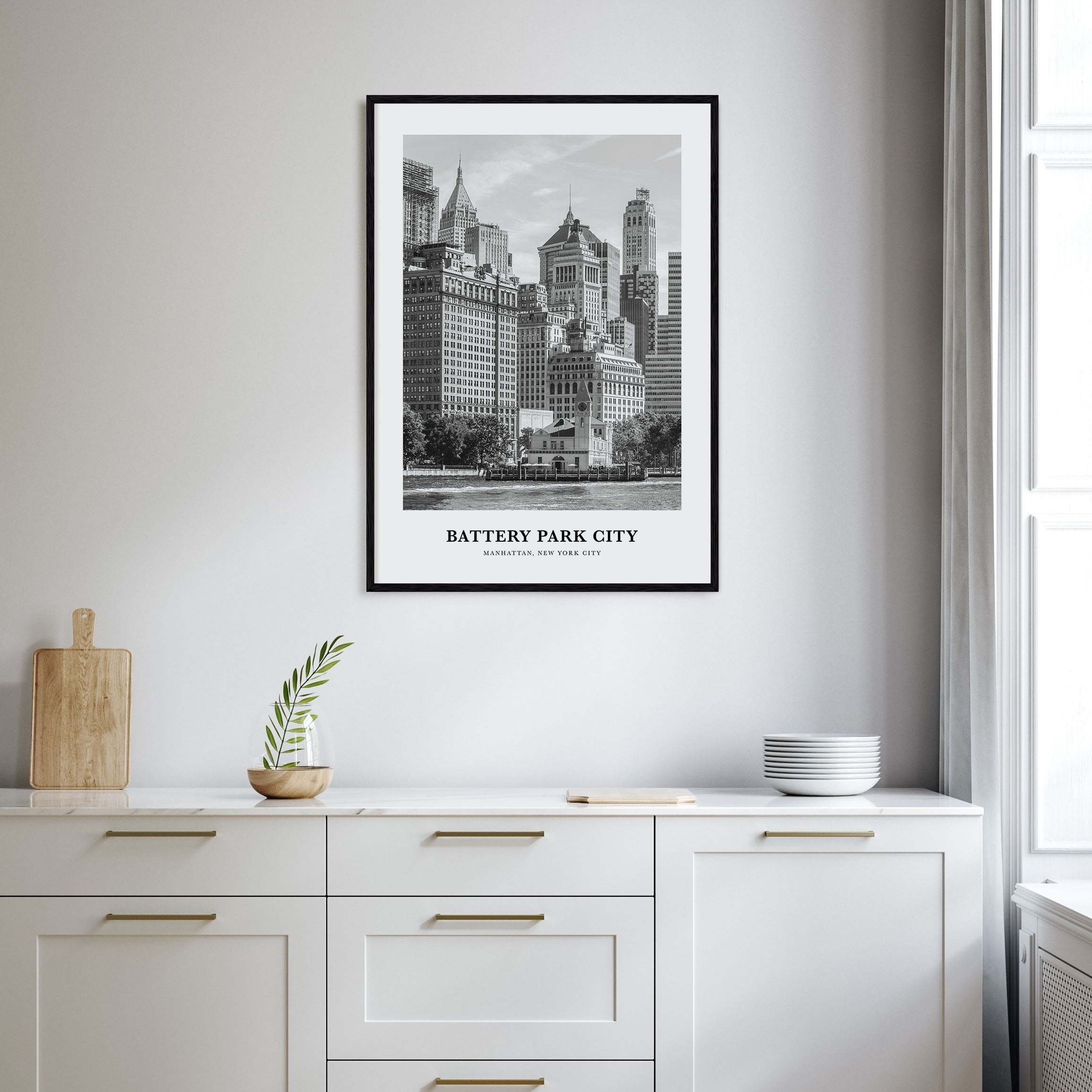 Battery Park City Portrait B&W Poster