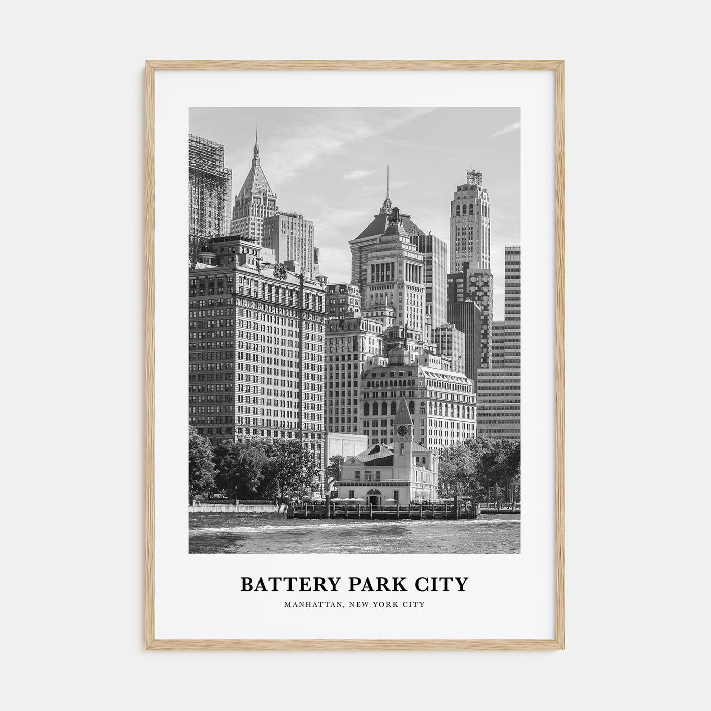 Battery Park City Portrait B&W Poster