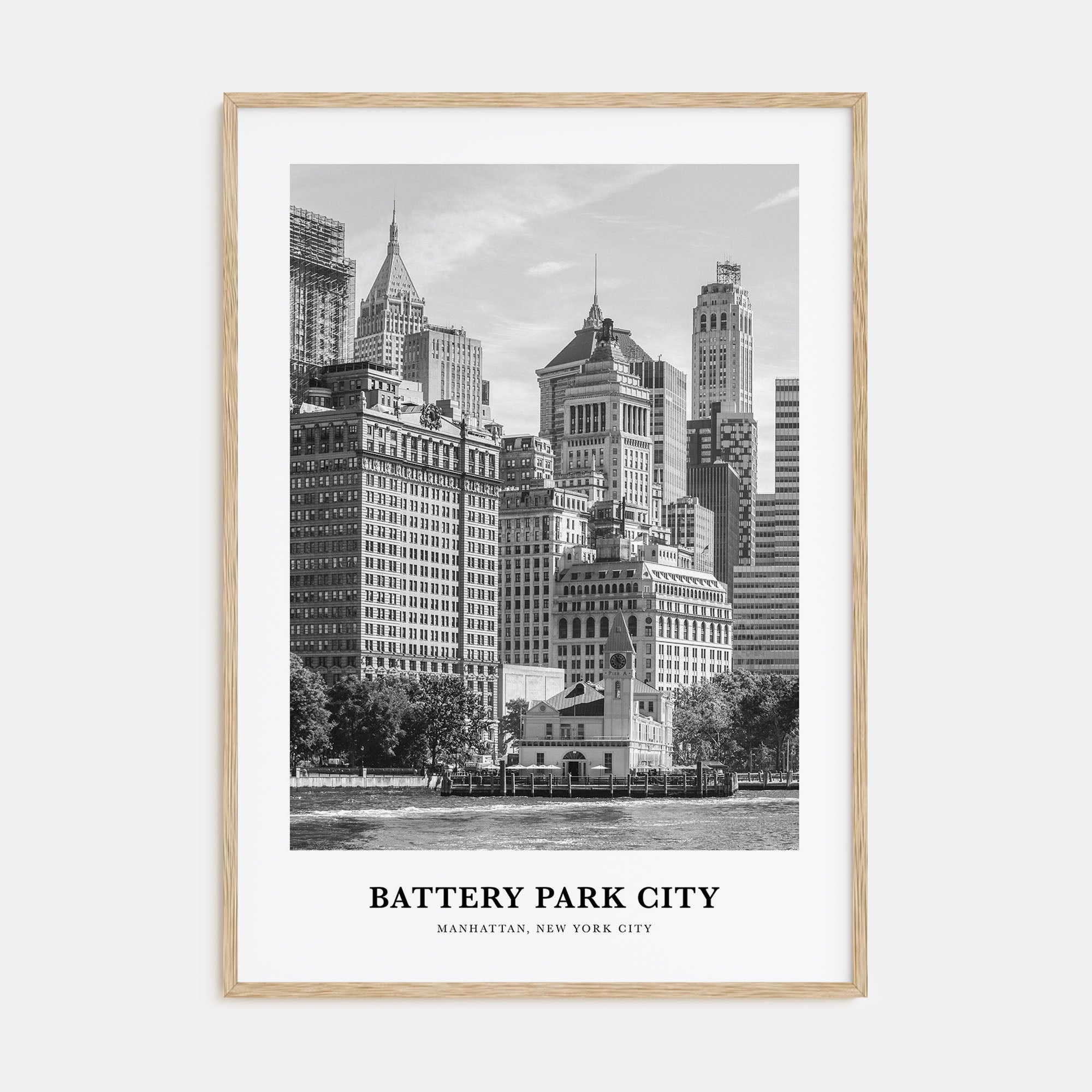 Battery Park City Portrait B&W Poster