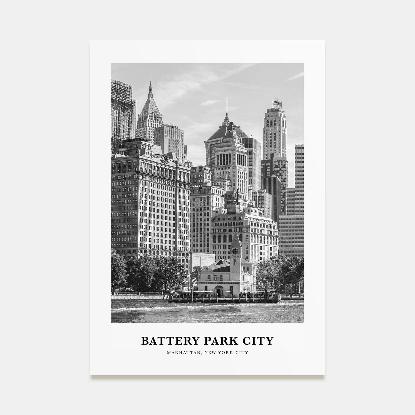 Battery Park City Portrait B&W Poster