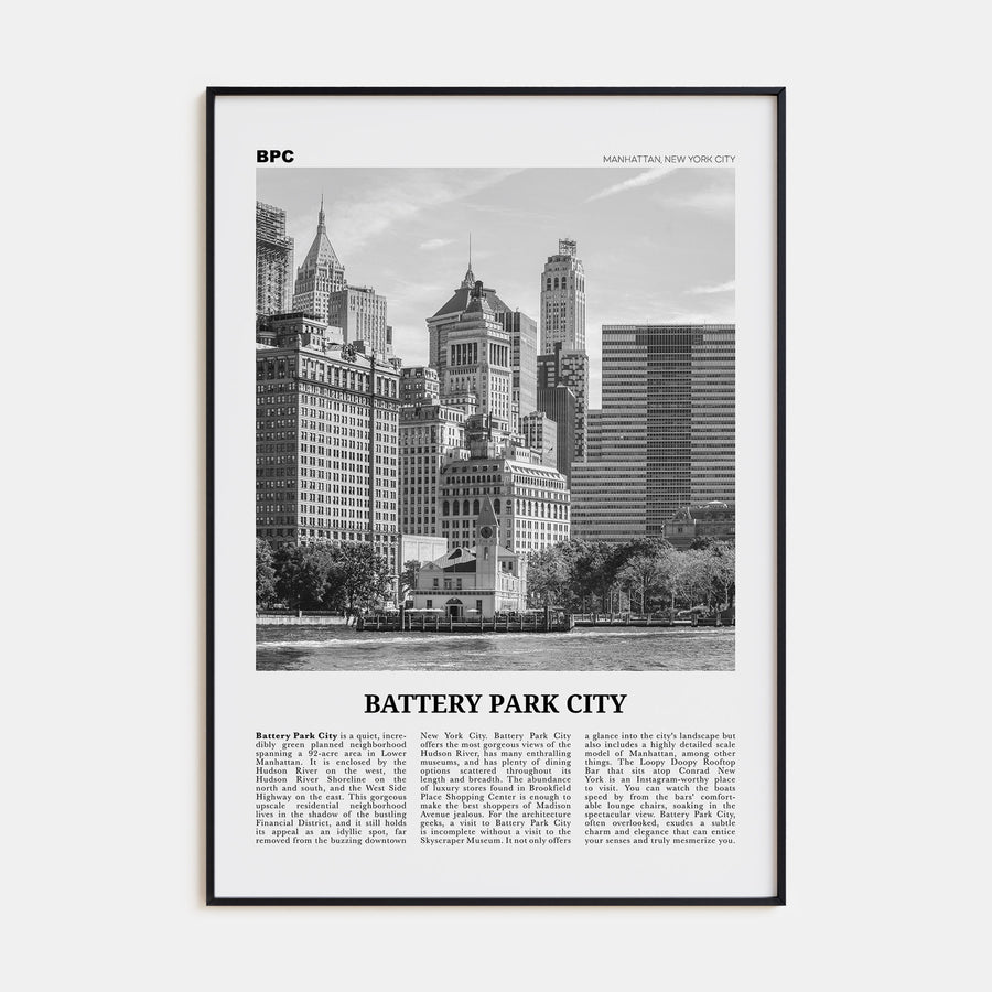 Battery Park City Travel B&W Poster