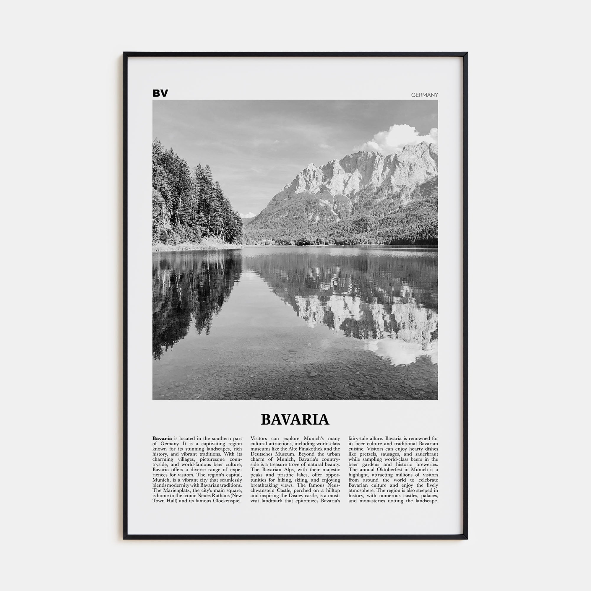 Bavaria Travel B&W Poster