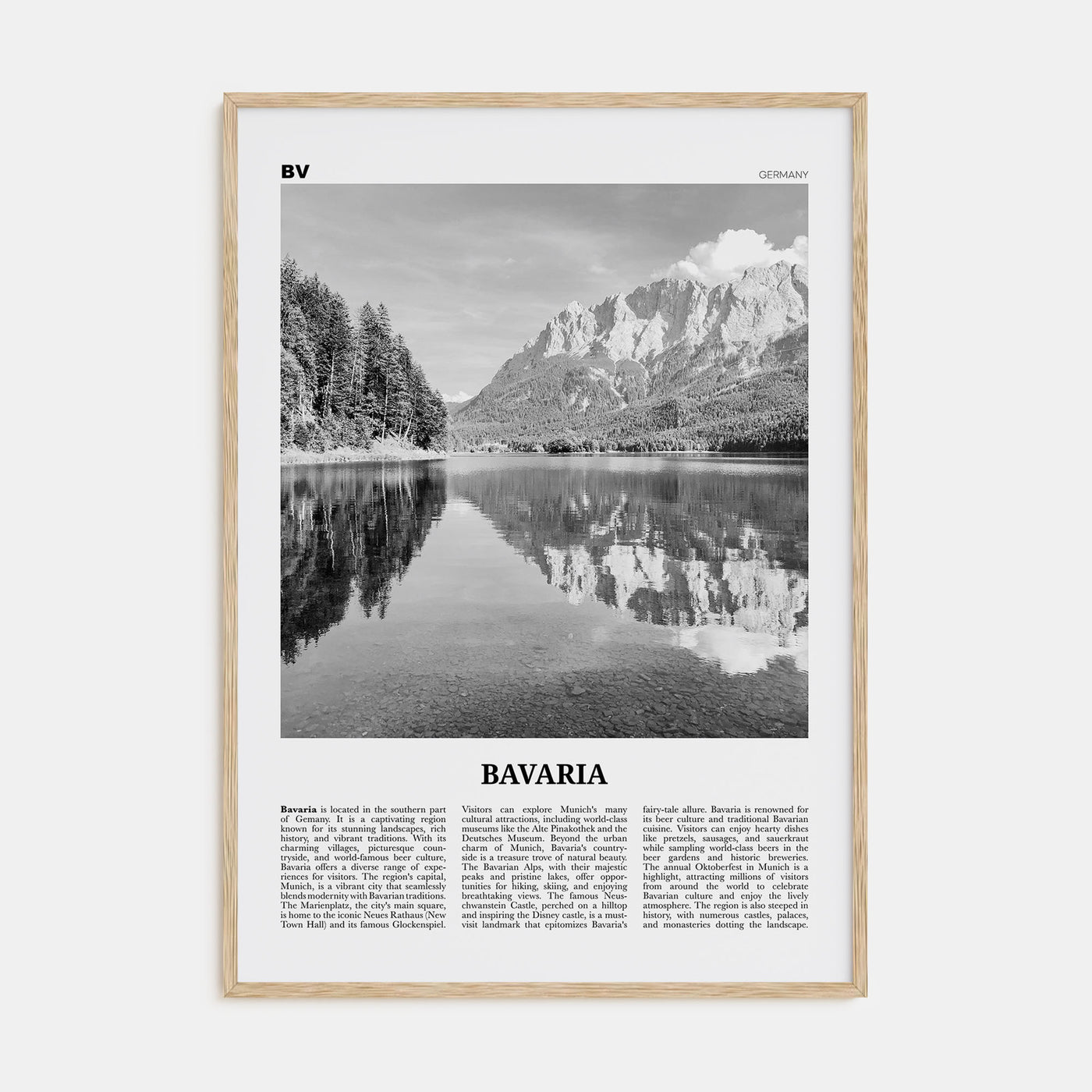 Bavaria Travel B&W Poster