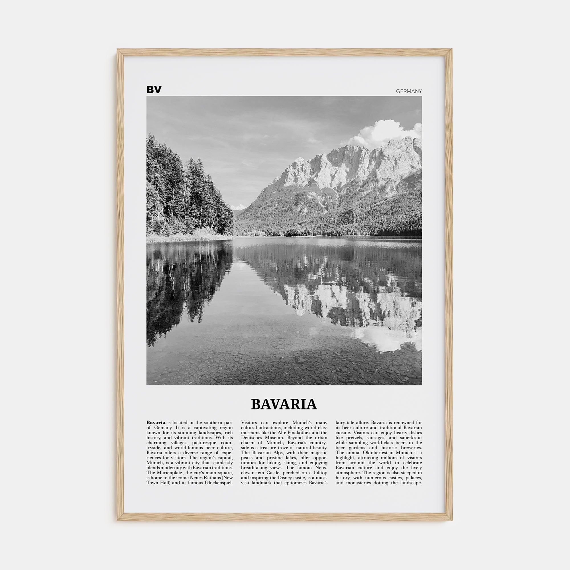 Bavaria Travel B&W Poster