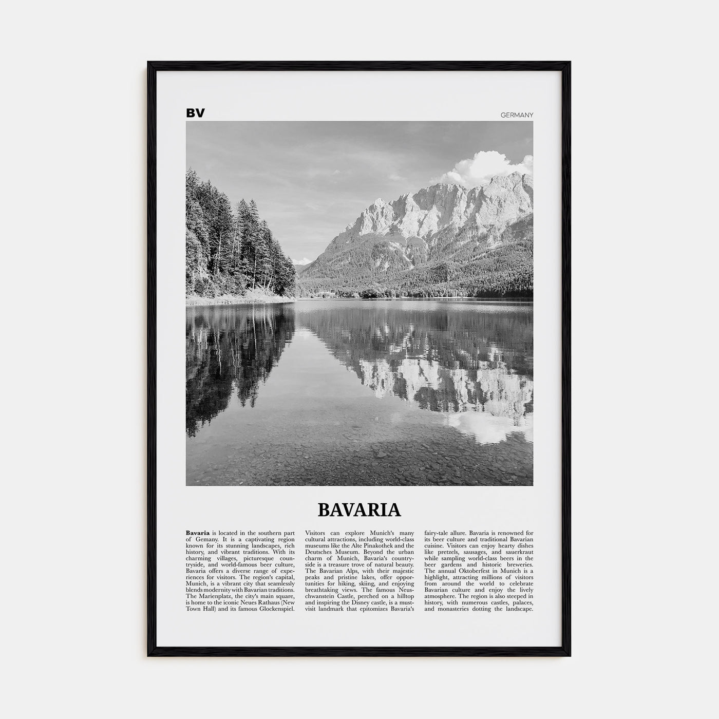 Bavaria Travel B&W Poster