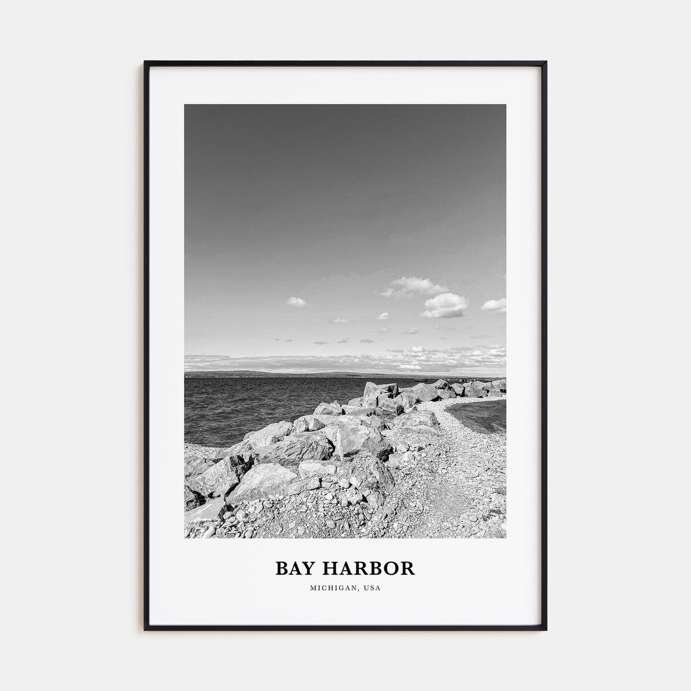 Bay Harbor Portrait B&W Poster
