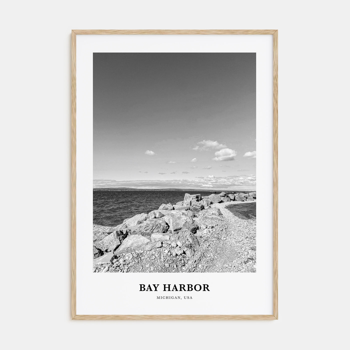 Bay Harbor Portrait B&W Poster