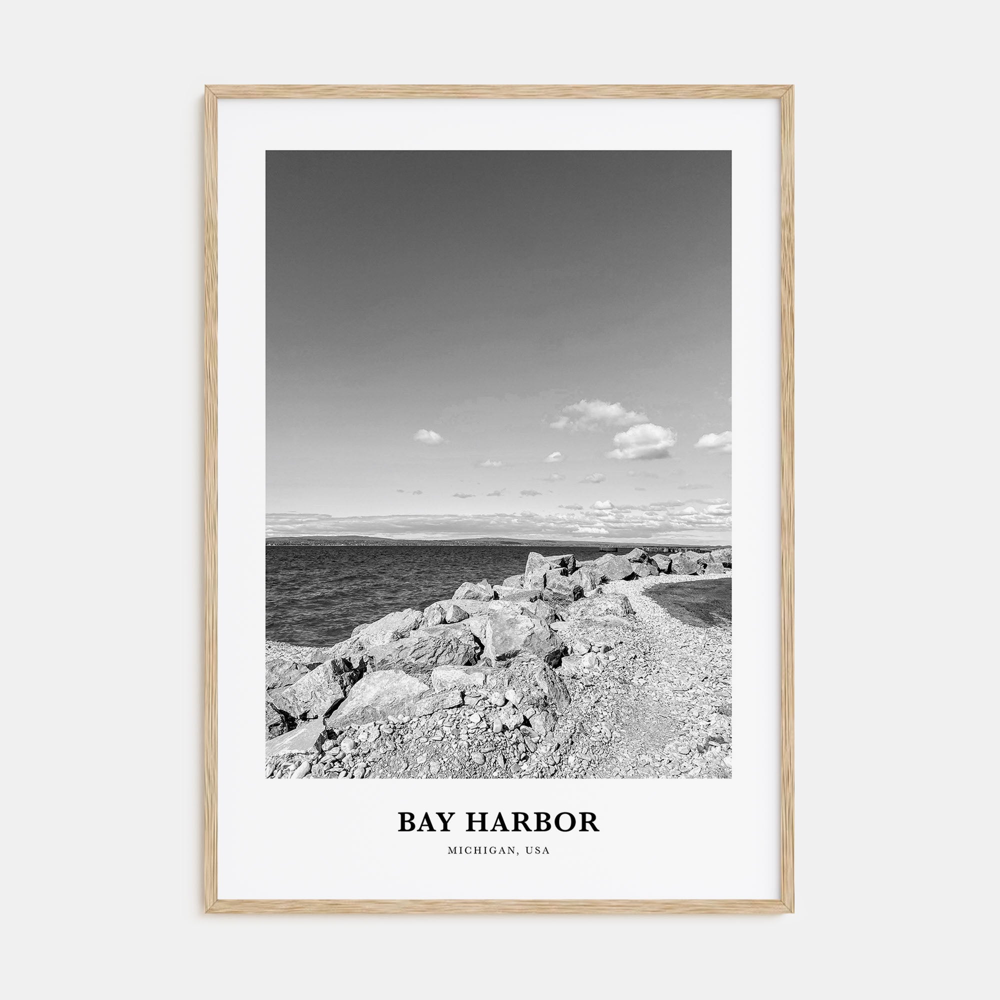 Bay Harbor Portrait B&W Poster