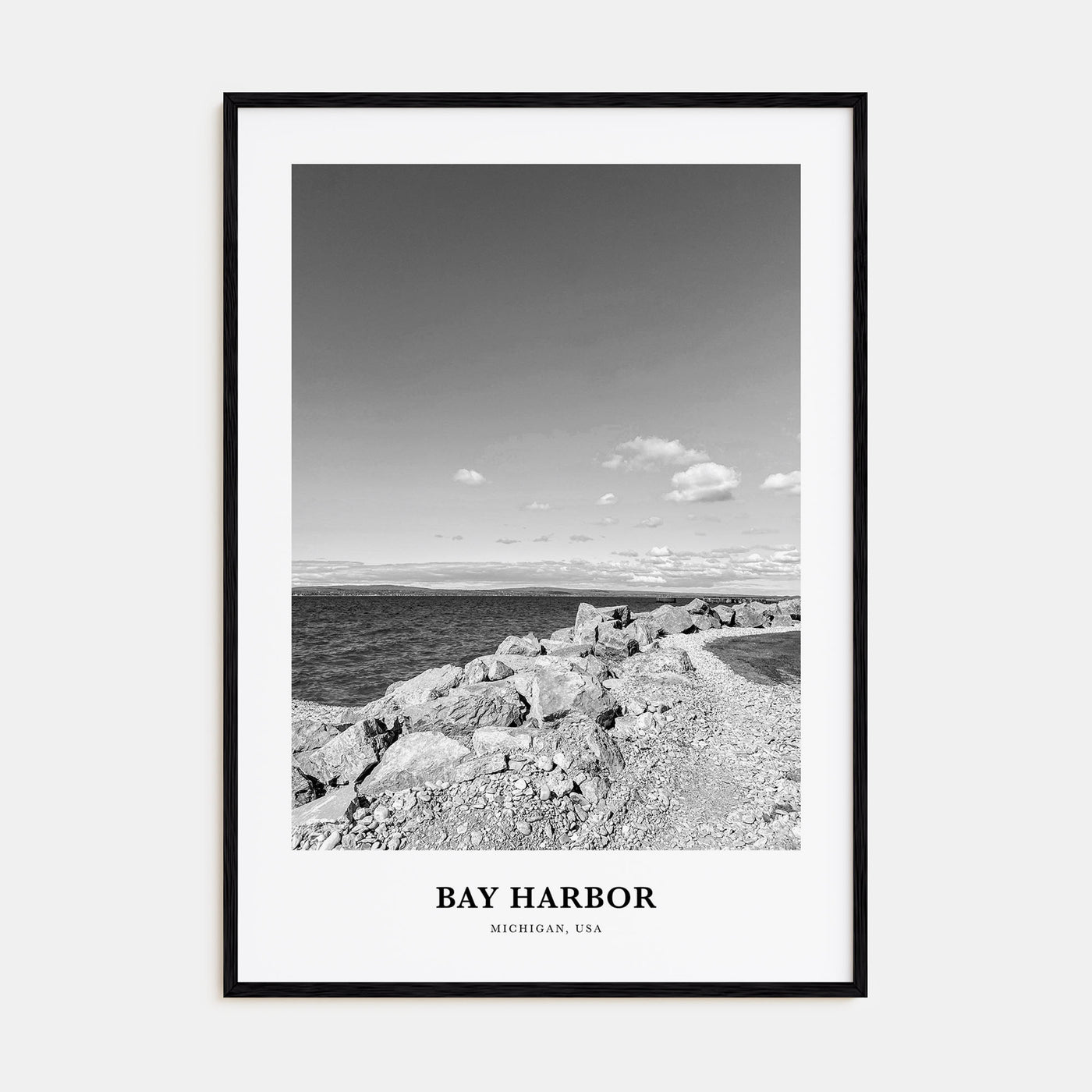 Bay Harbor Portrait B&W Poster