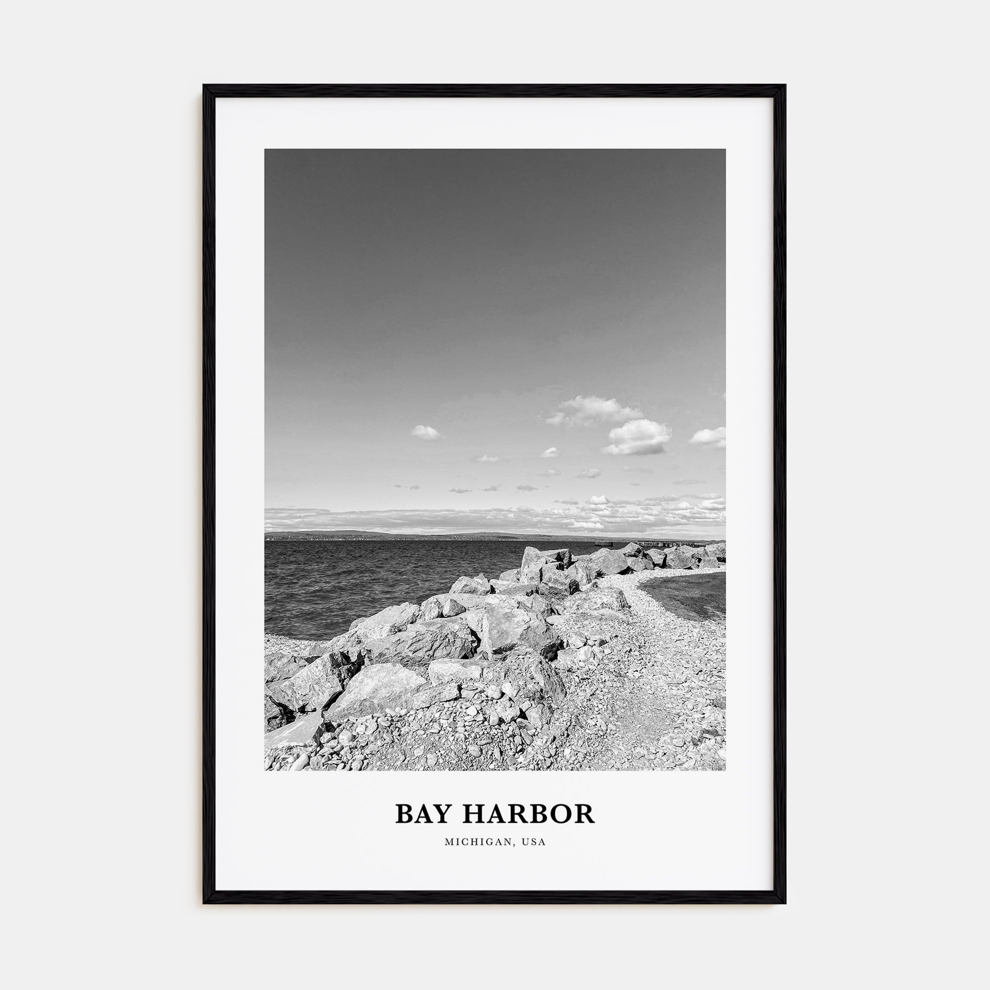 Bay Harbor Portrait B&W Poster