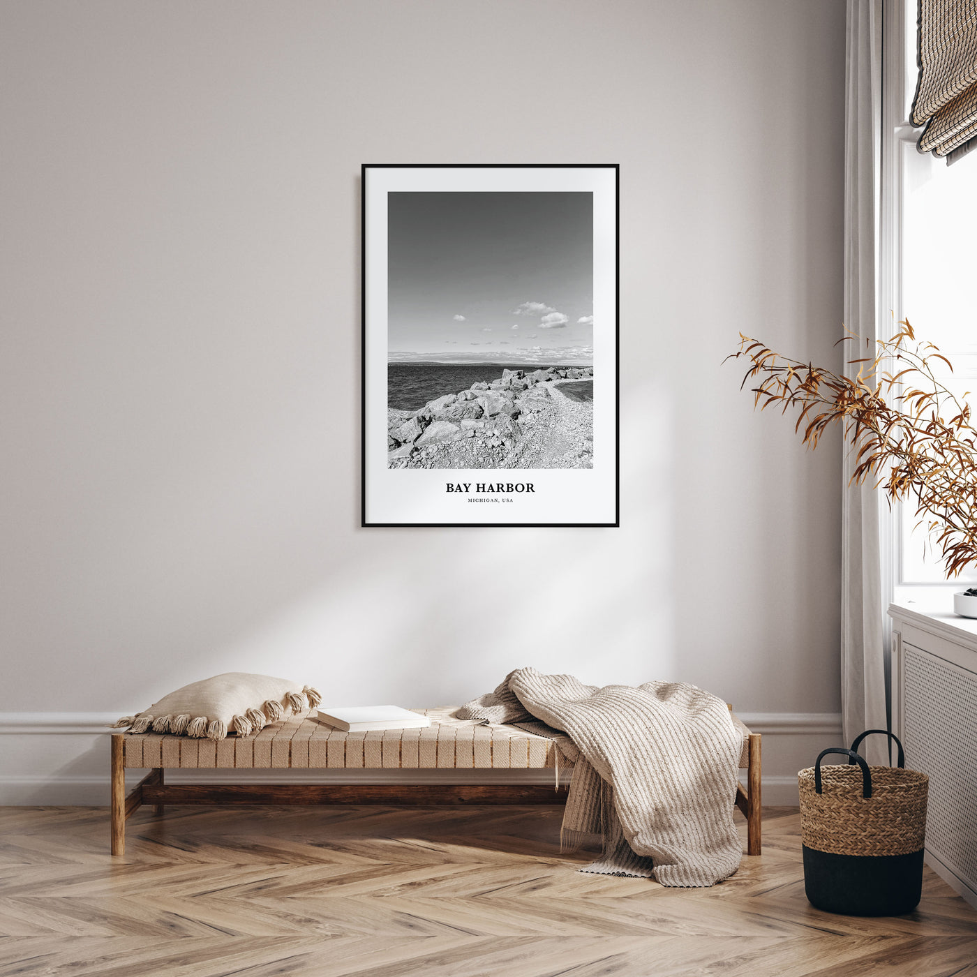 Bay Harbor Portrait B&W Poster