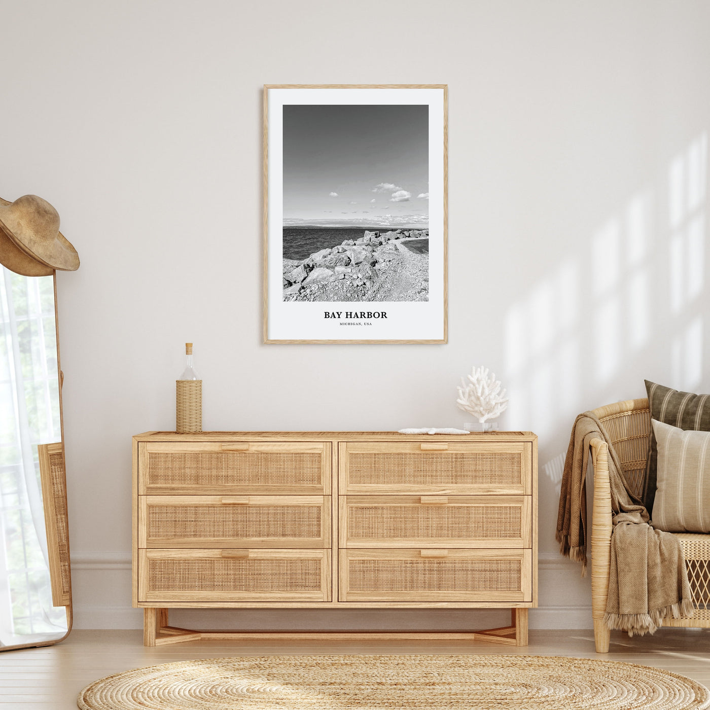 Bay Harbor Portrait B&W Poster