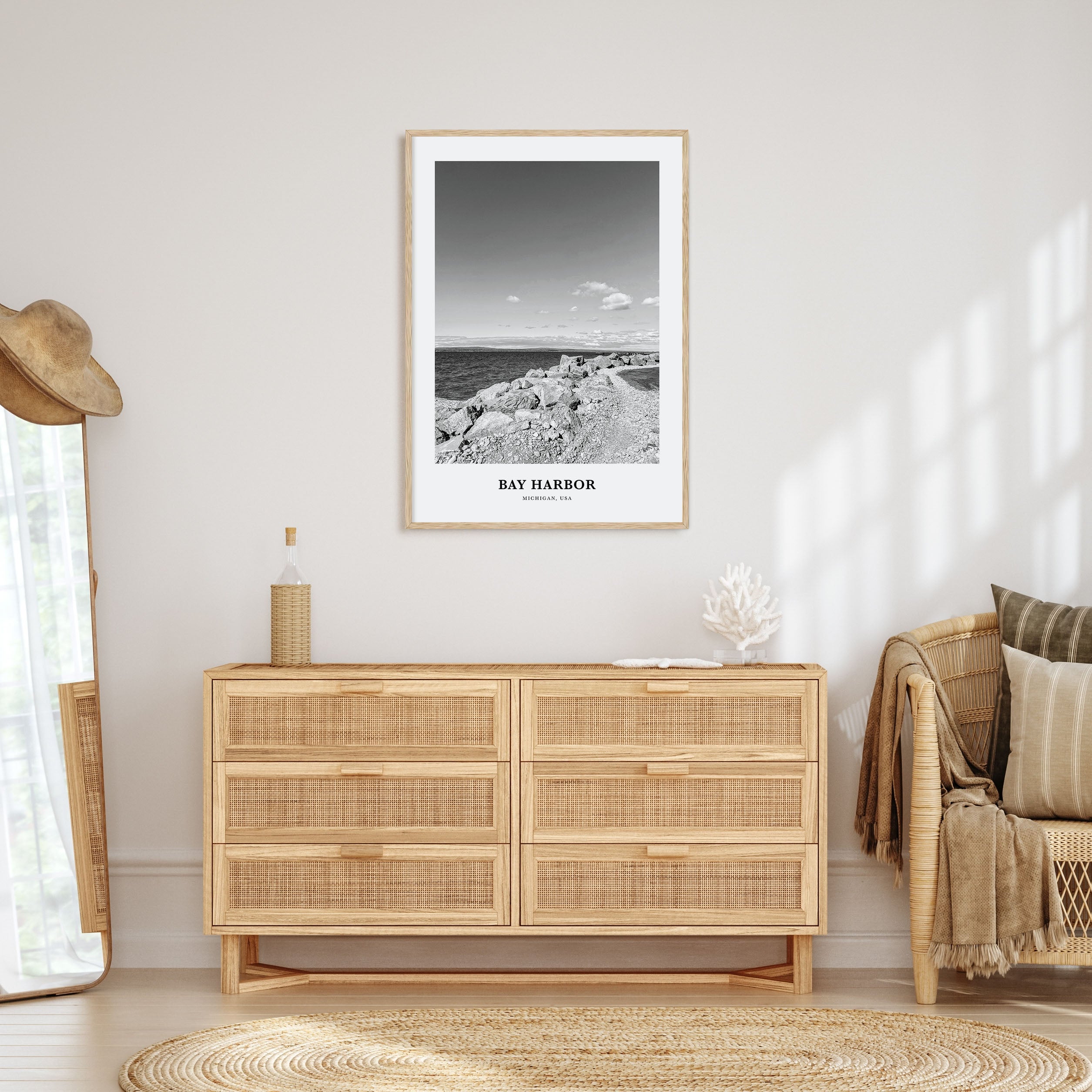 Bay Harbor Portrait B&W Poster