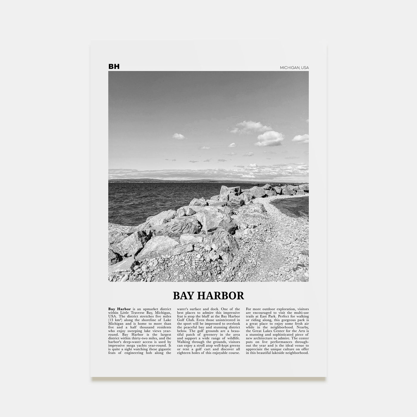 Bay Harbor Travel B&W Poster