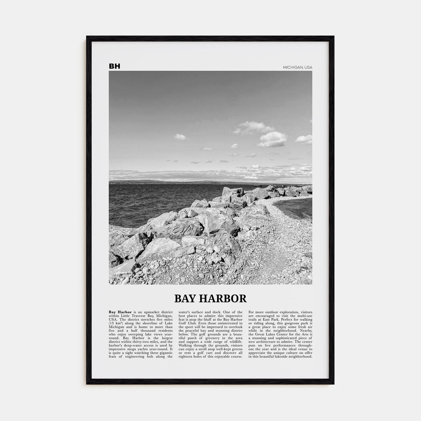 Bay Harbor Travel B&W Poster