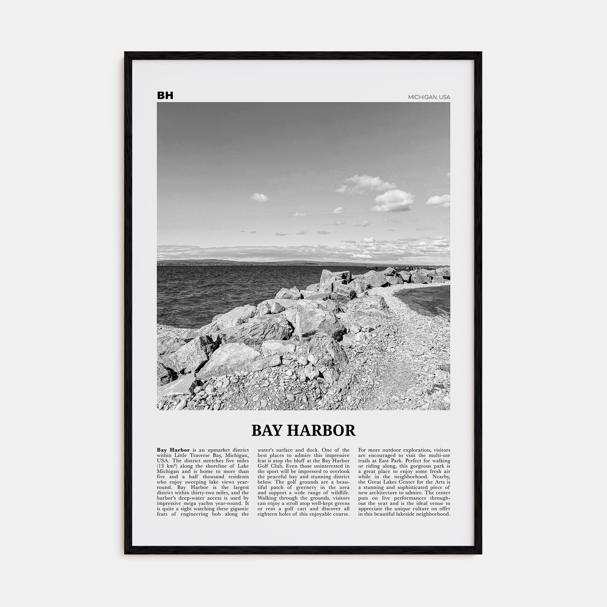 Bay Harbor Travel B&W Poster