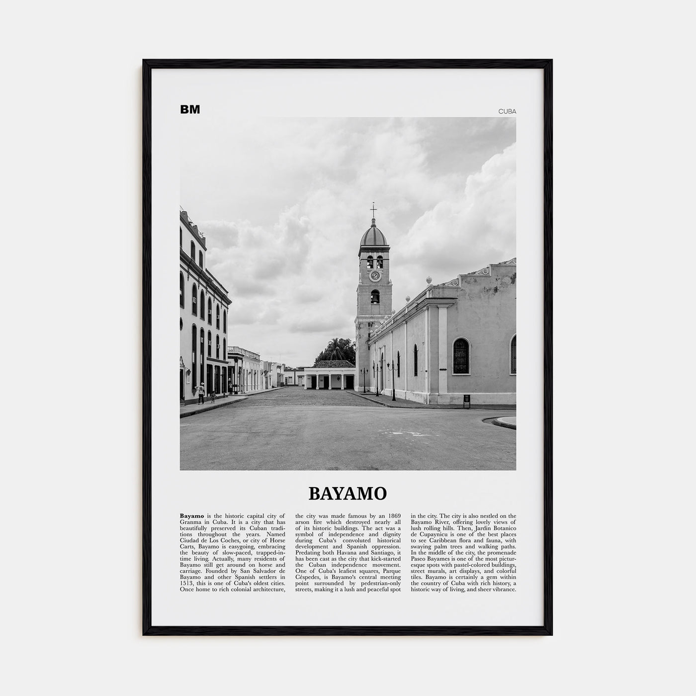 Bayamo Travel B&W Poster