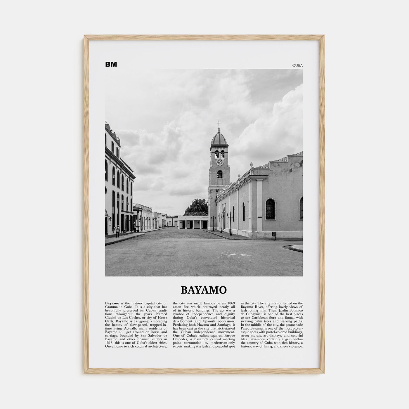 Bayamo Travel B&W Poster