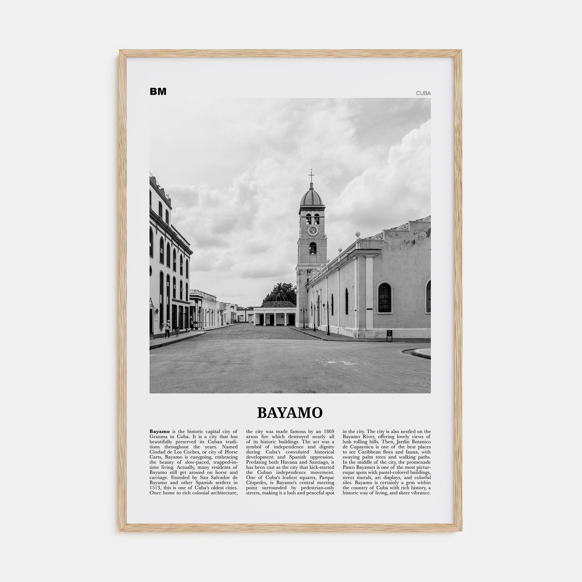 Bayamo Travel B&W Poster