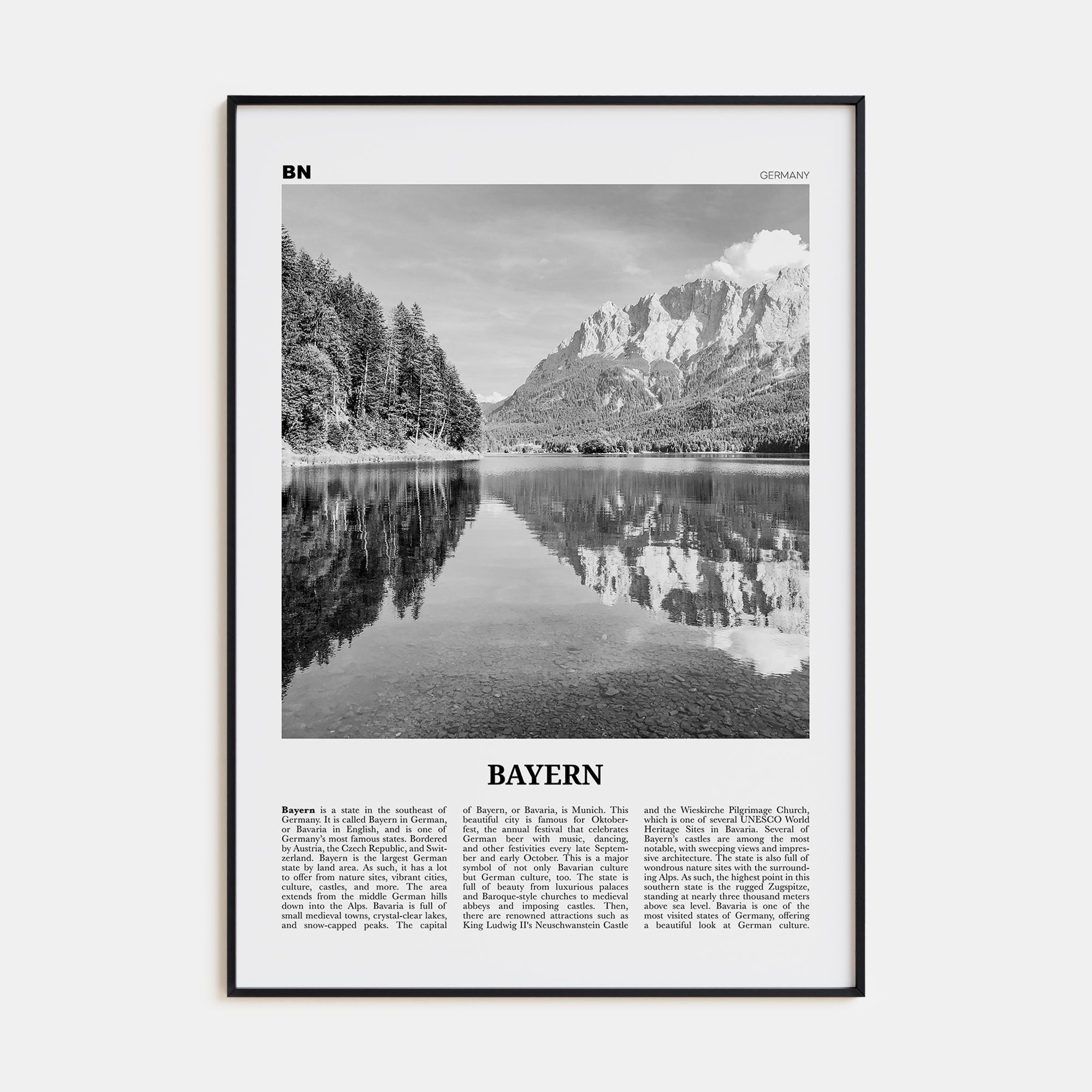 Bayern Travel B&W Poster