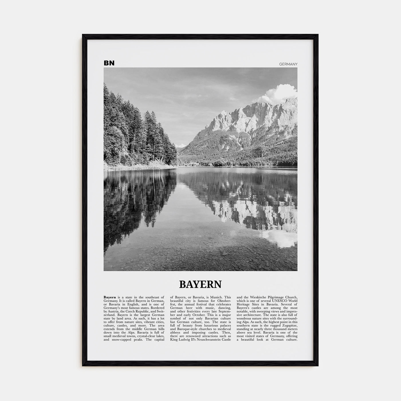 Bayern Travel B&W Poster