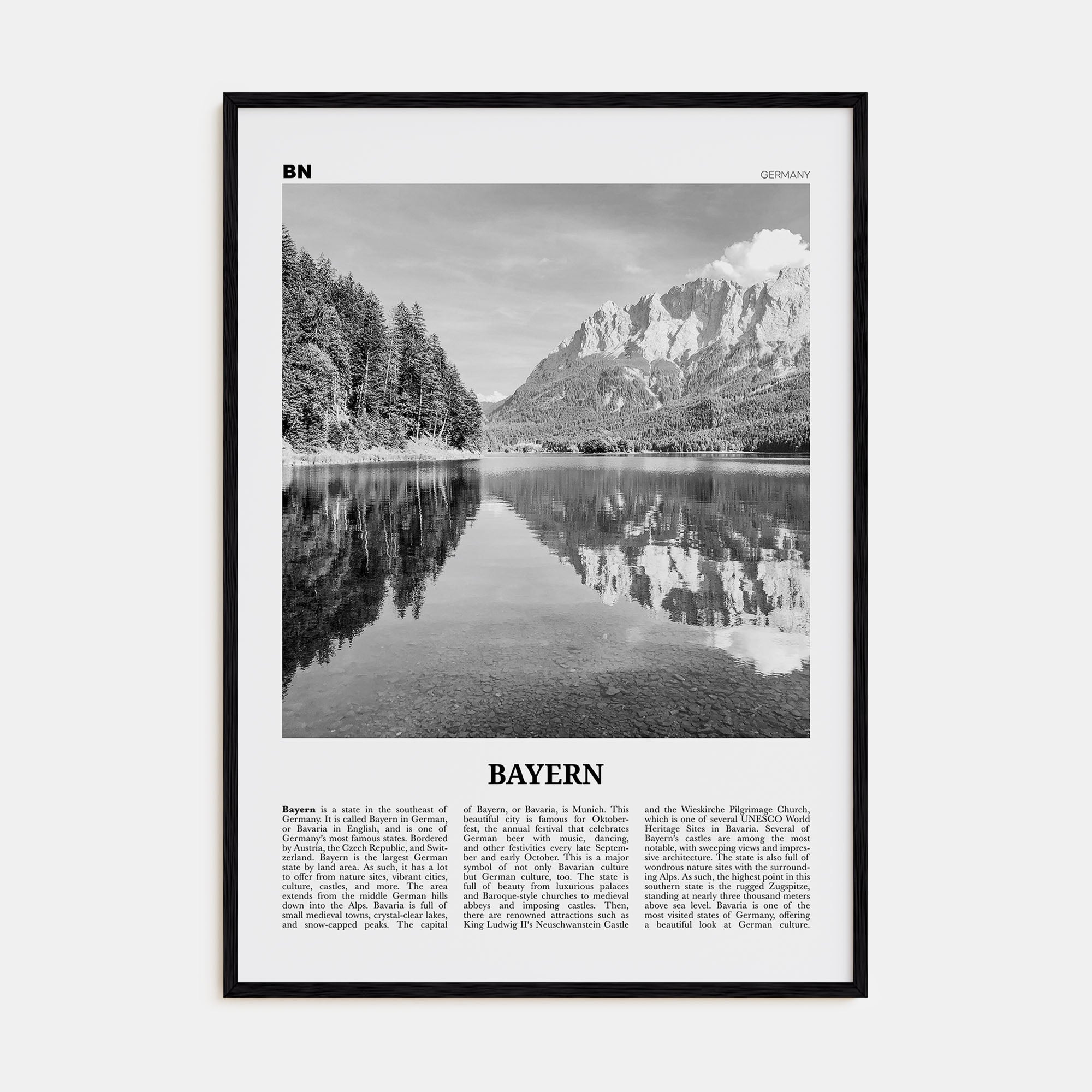 Bayern Travel B&W Poster
