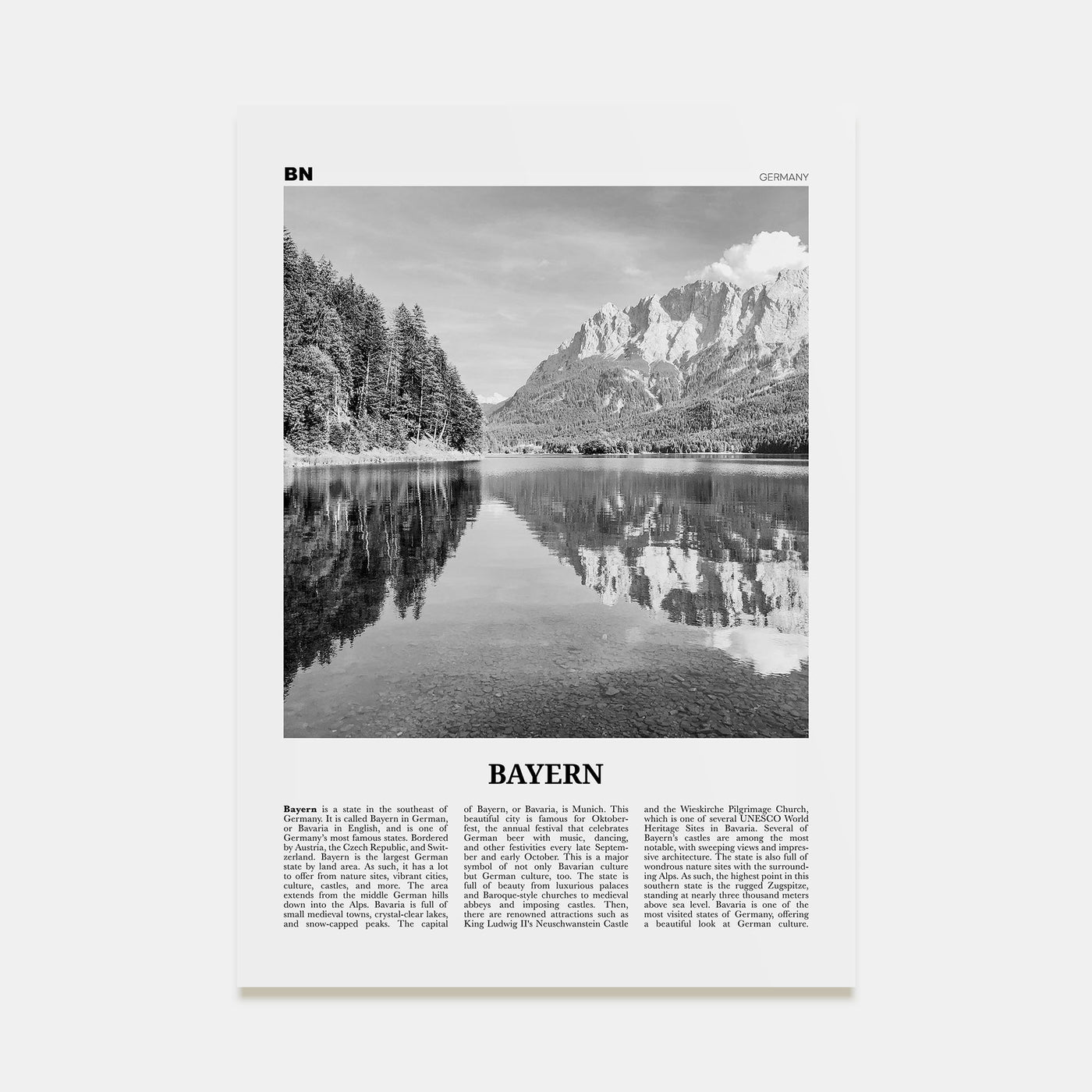 Bayern Travel B&W Poster