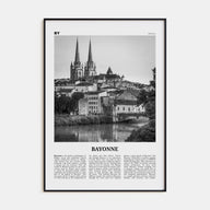 Bayonne, France Travel B&W Poster