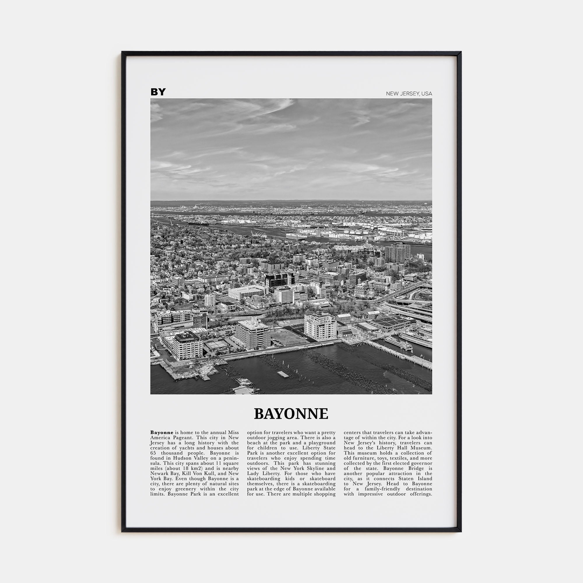 Bayonne, New Jersey Travel B&W Poster