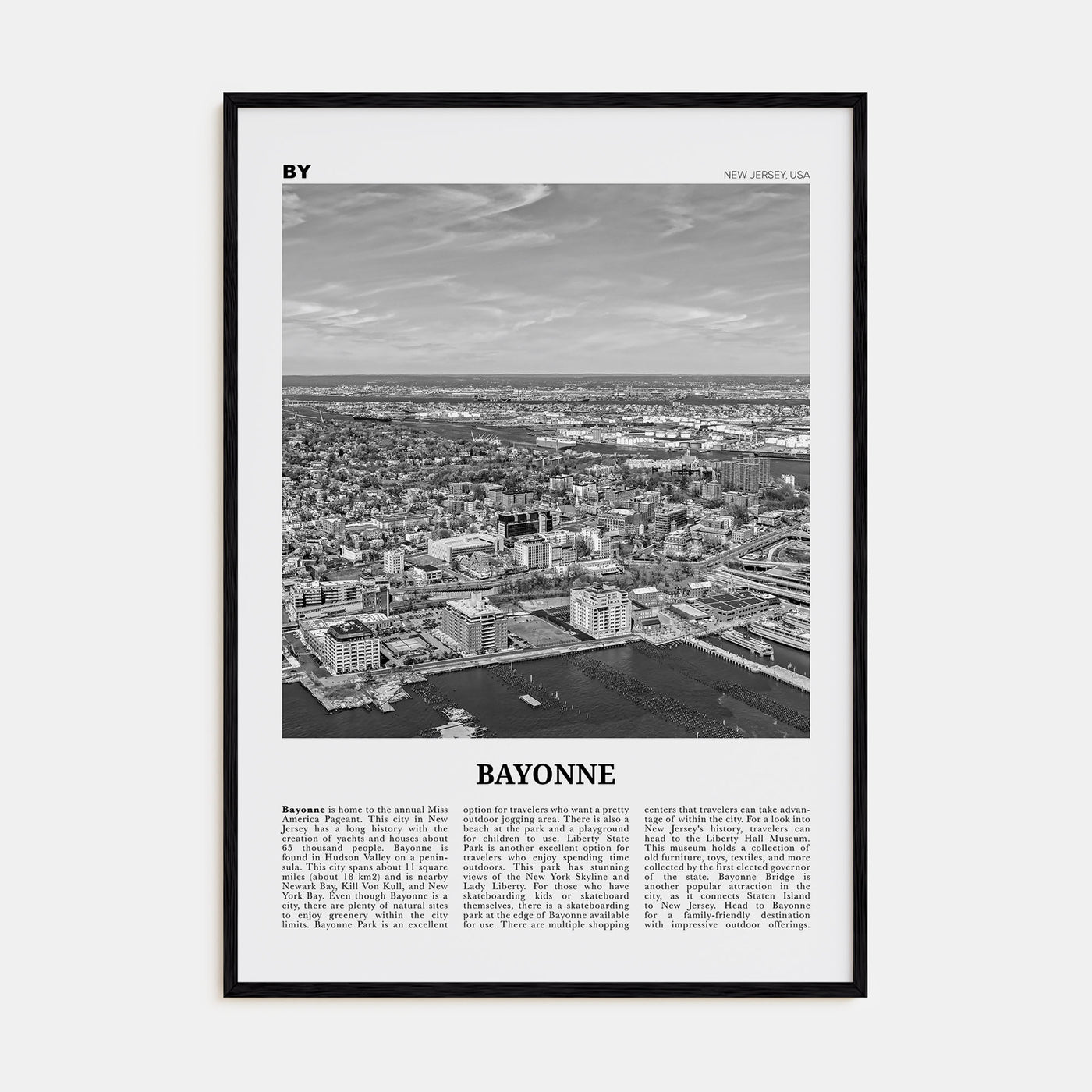 Bayonne, New Jersey Travel B&W Poster