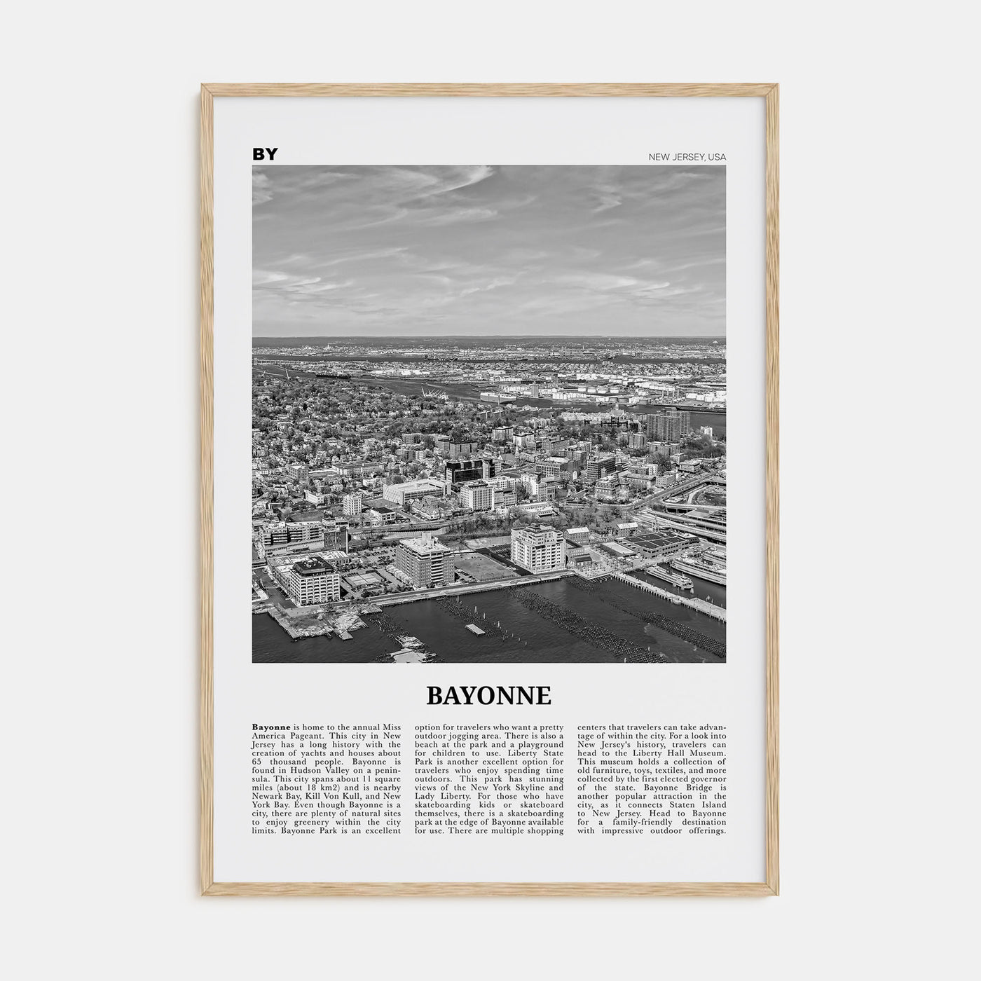 Bayonne, New Jersey Travel B&W Poster