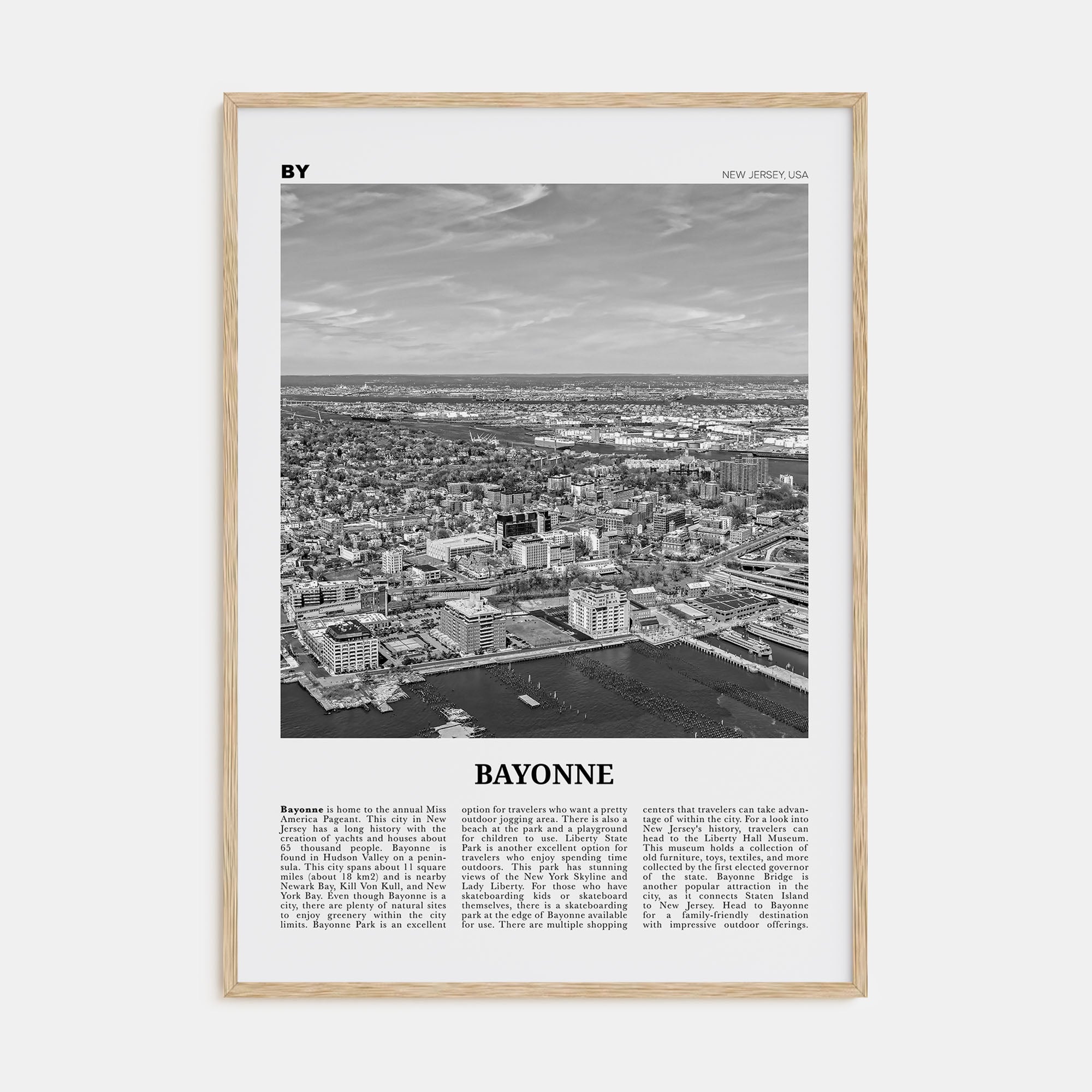 Bayonne, New Jersey Travel B&W Poster