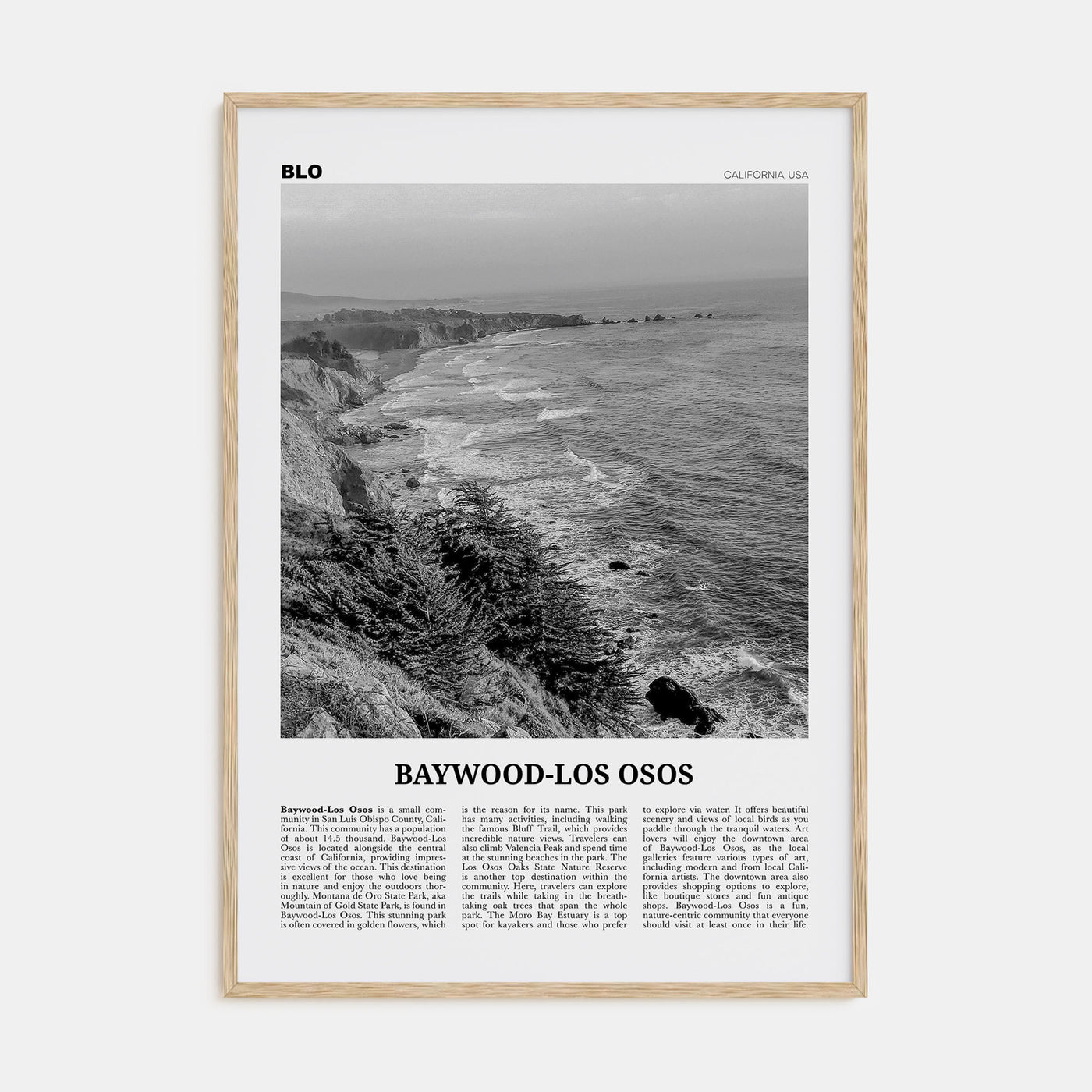Baywood-Los Osos Travel B&W Poster