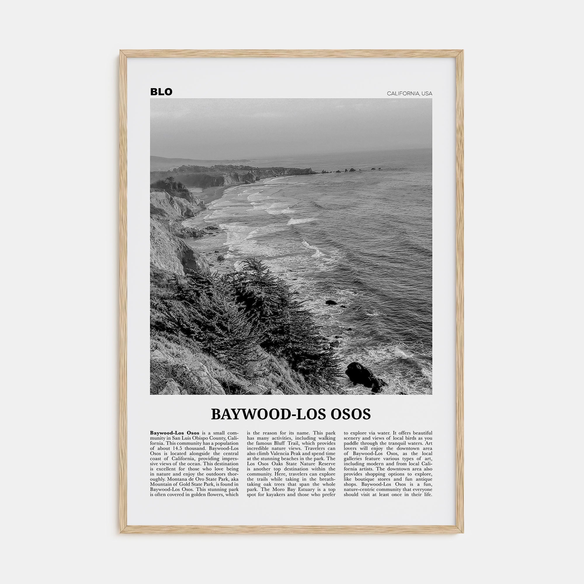 Baywood-Los Osos Travel B&W Poster