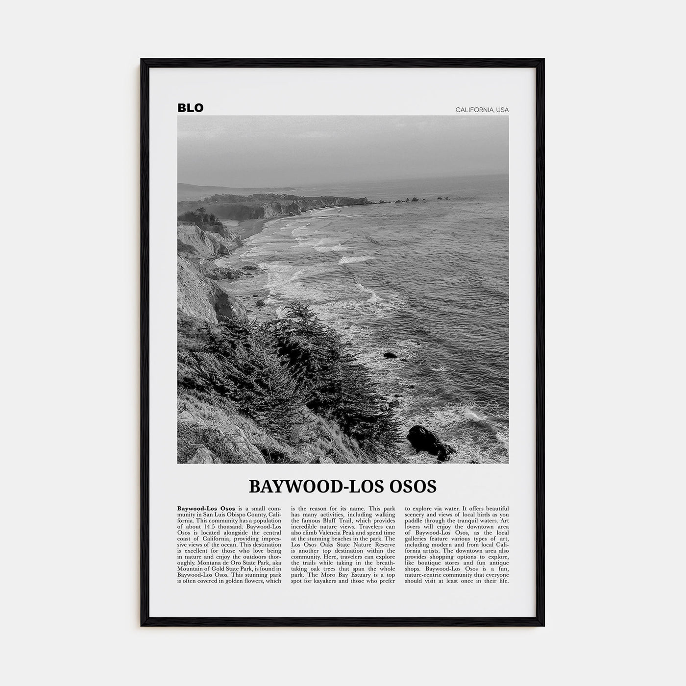Baywood-Los Osos Travel B&W Poster