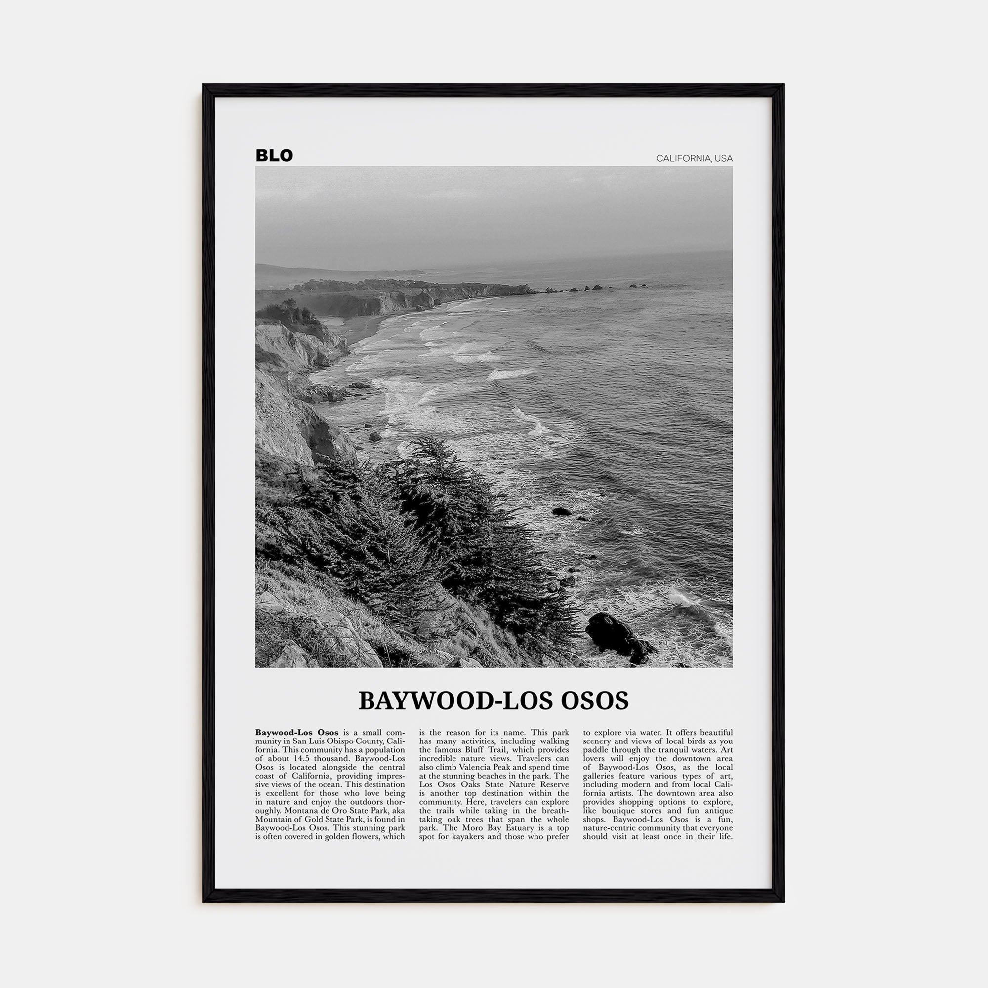 Baywood-Los Osos Travel B&W Poster