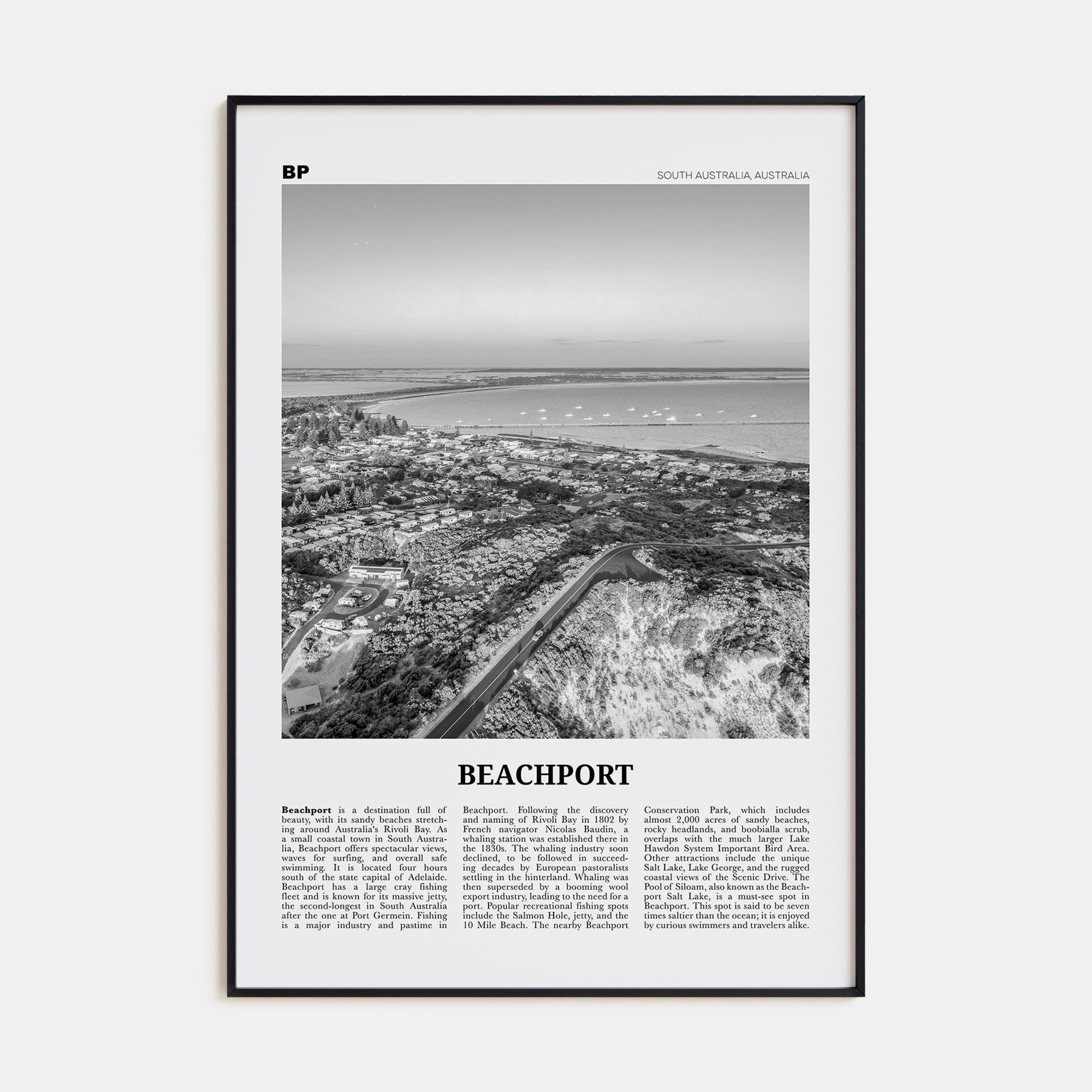 Beachport Travel B&W No 1 Poster