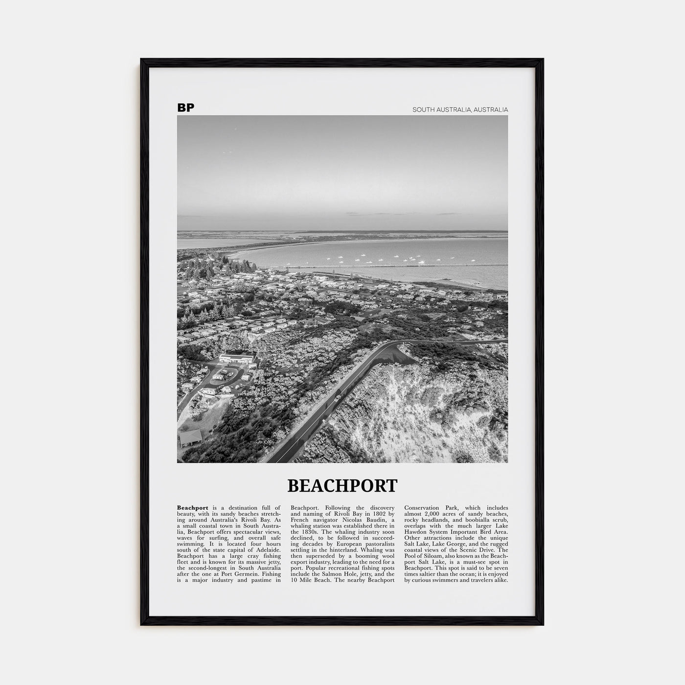 Beachport Travel B&W No 1 Poster