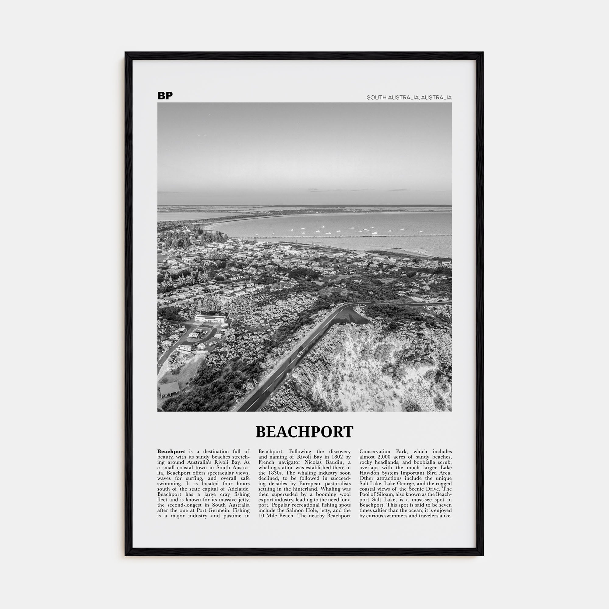 Beachport Travel B&W No 1 Poster