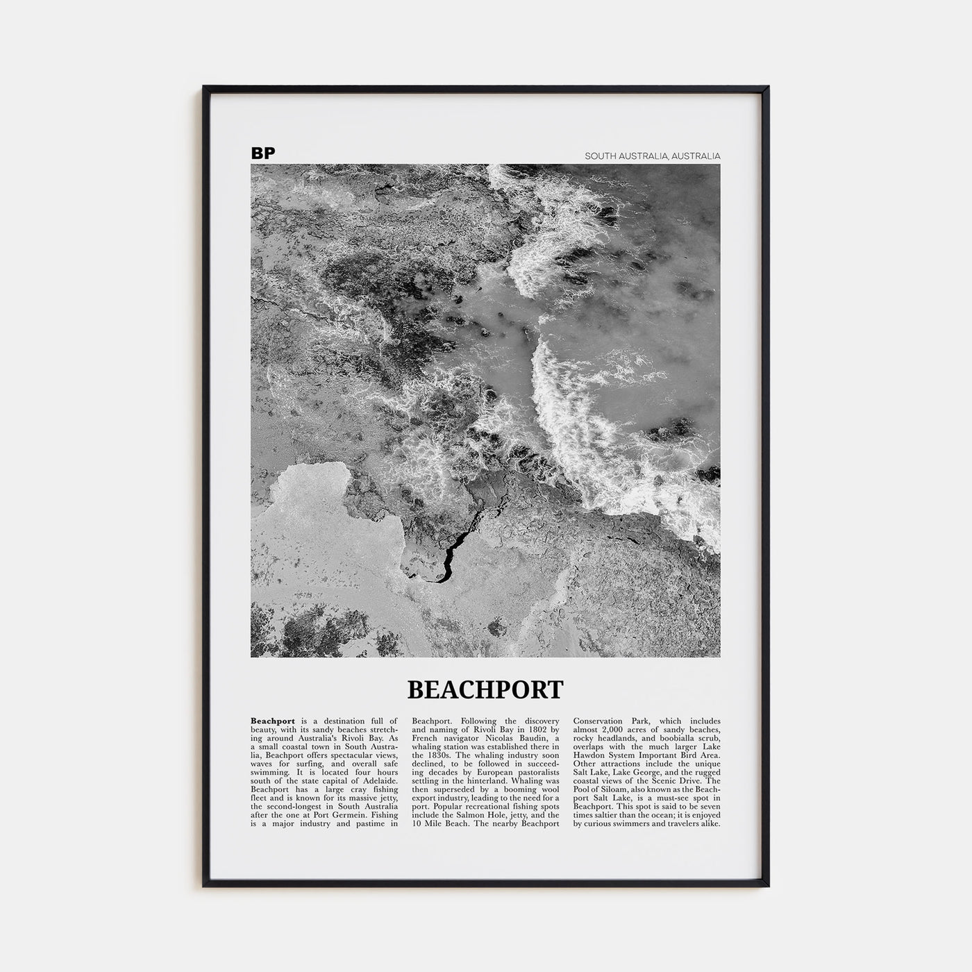 Beachport Travel B&W No 2 Poster