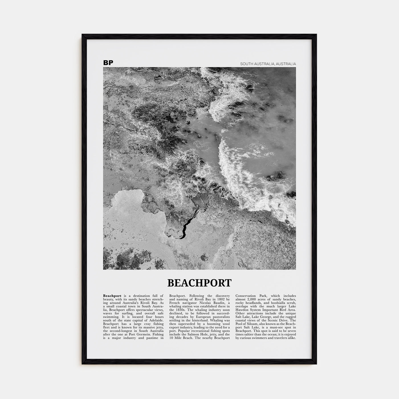 Beachport Travel B&W No 2 Poster