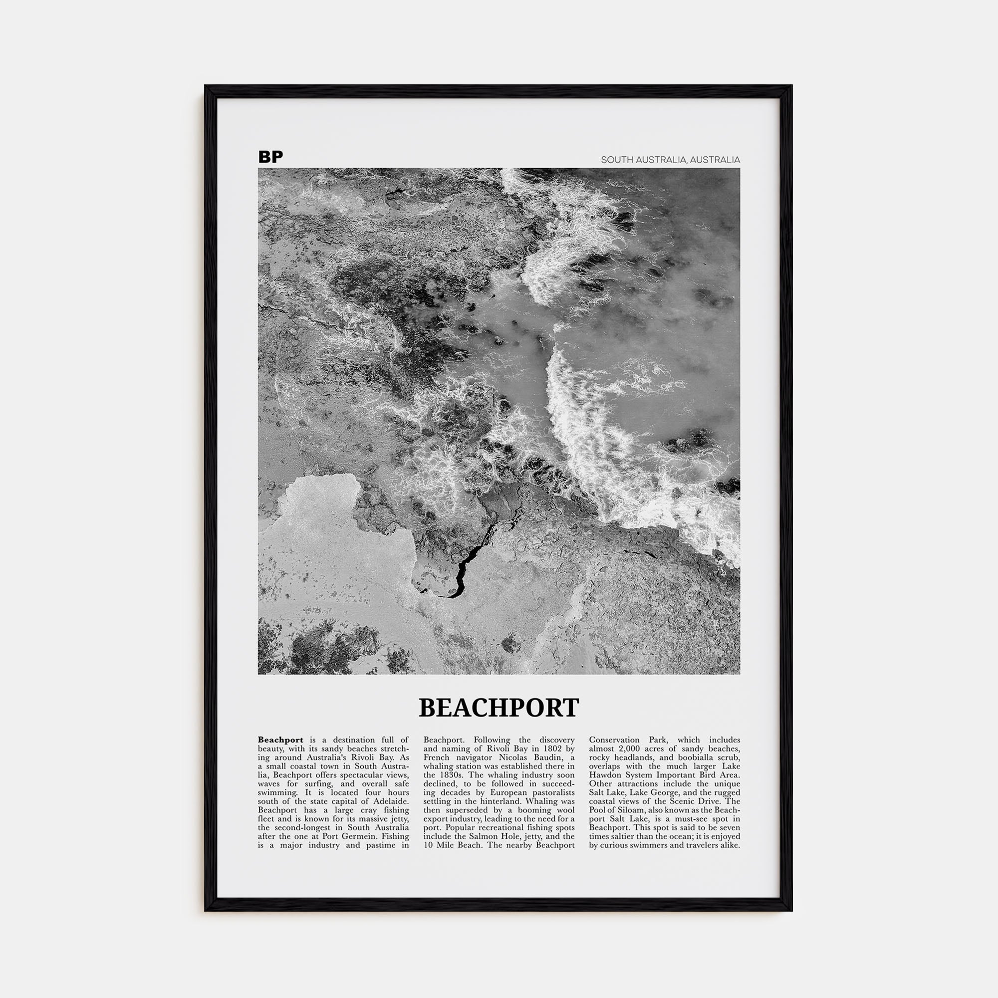 Beachport Travel B&W No 2 Poster