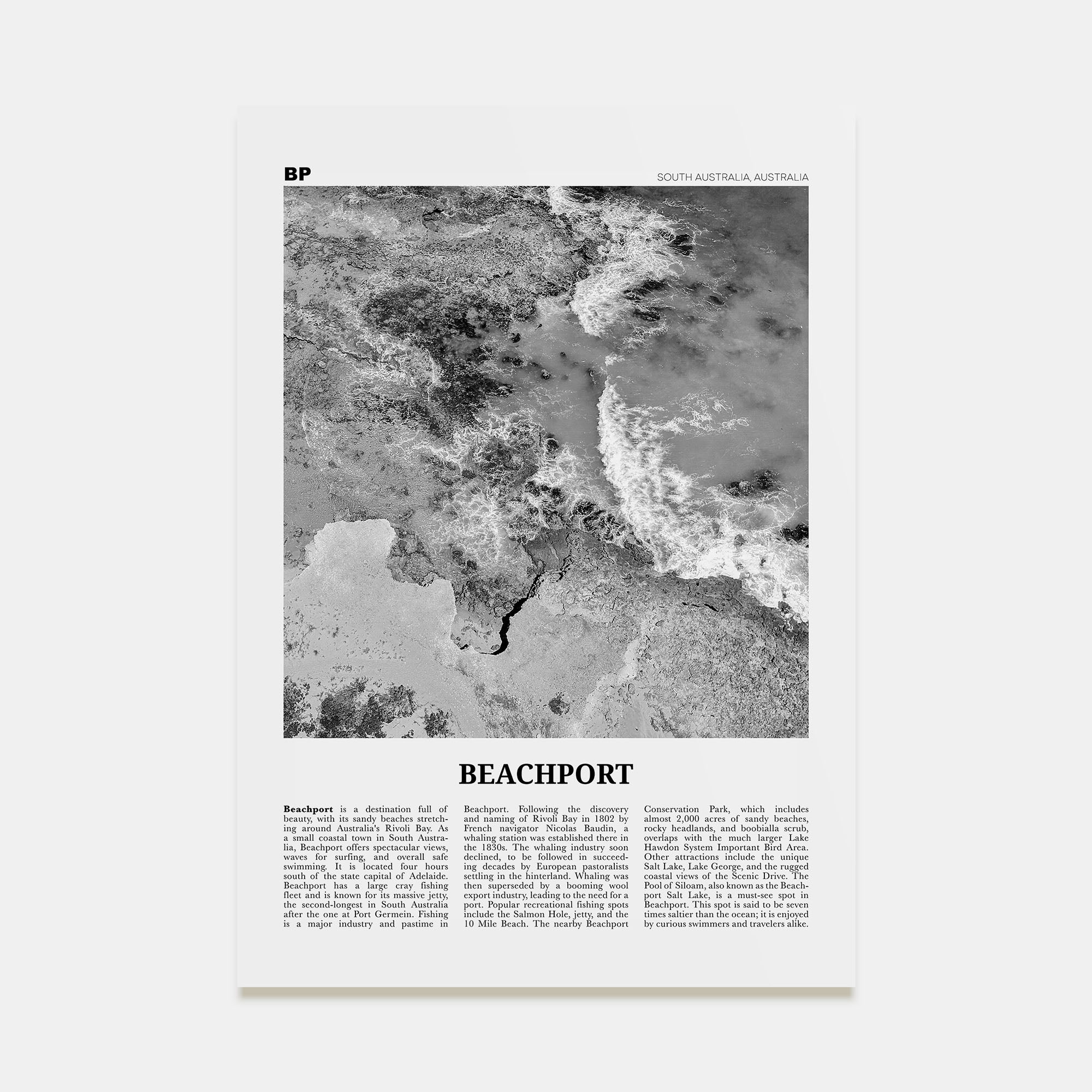 Beachport Travel B&W No 2 Poster