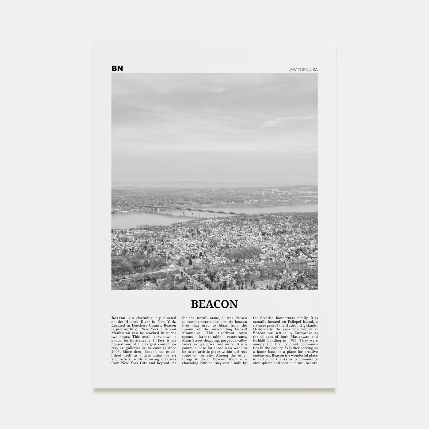 Beacon Travel B&W Poster