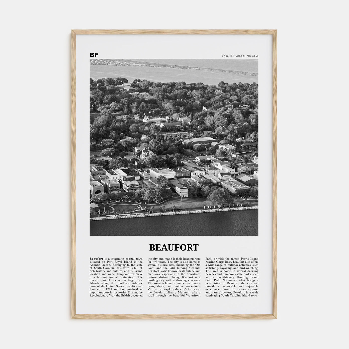 Beaufort, South Carolina Travel B&W Poster
