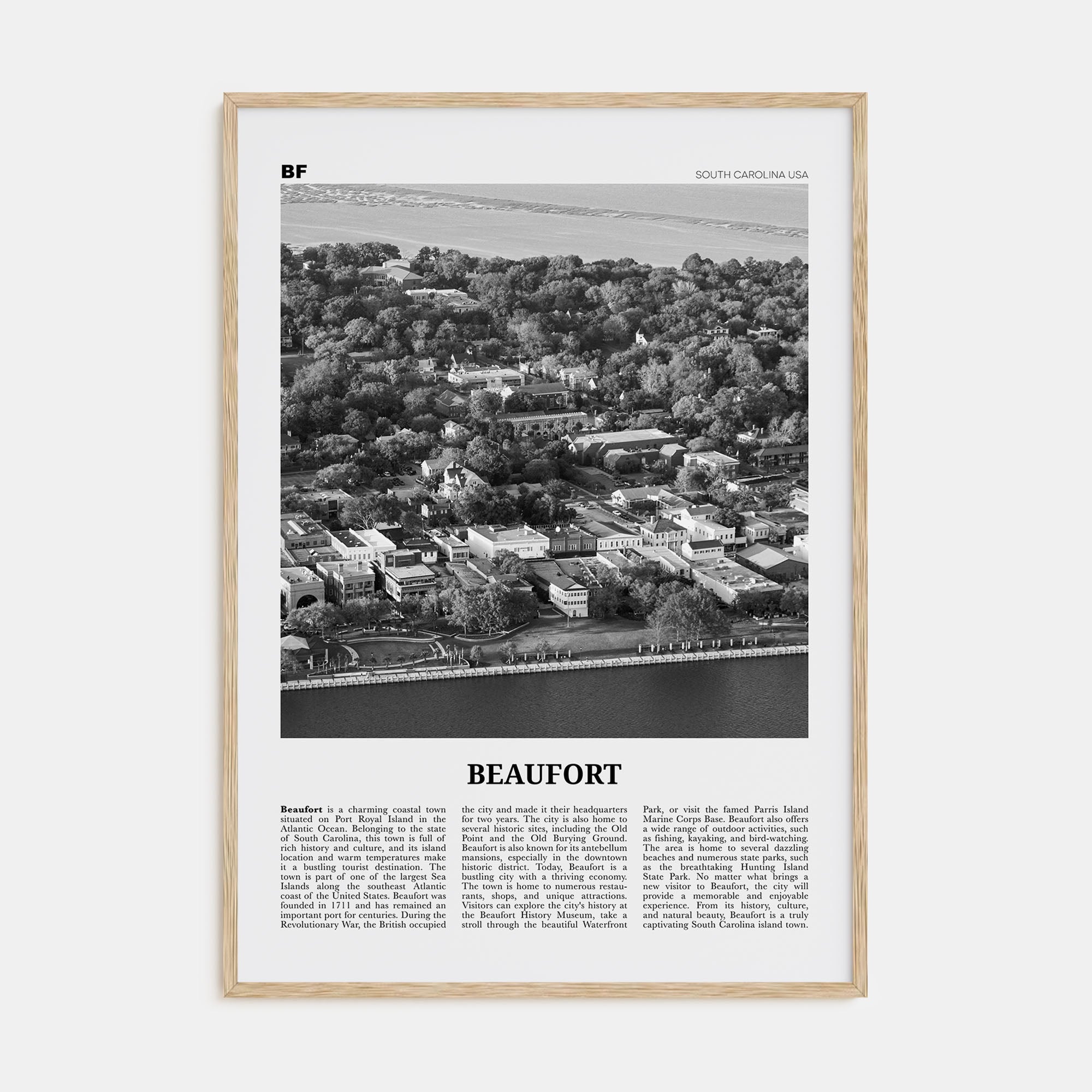 Beaufort, South Carolina Travel B&W Poster